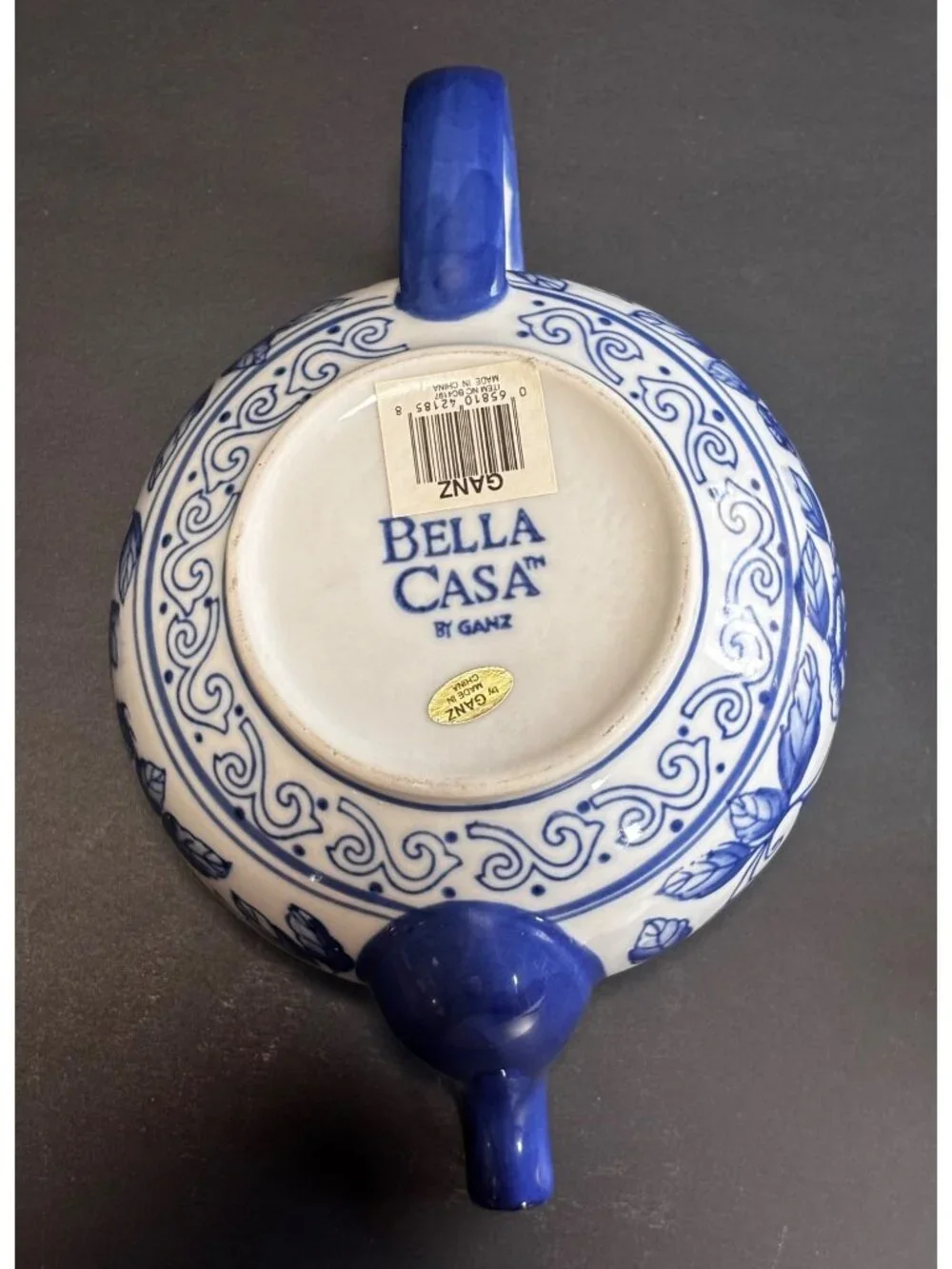 Bella Casa Cobalt Blue And White Ceramic Tea Pot Vintage 90s Home Décor